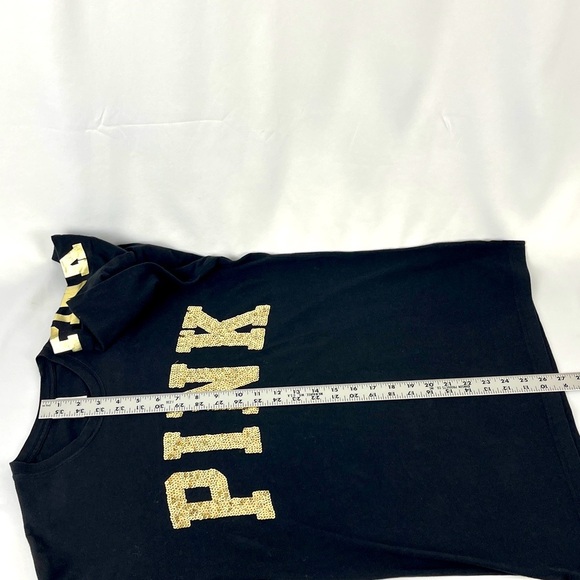 PINK Victoria's Secret VS Bling Sequin Off Black/Dark Gray LS T-Shirt Size S - Picture 9 of 13